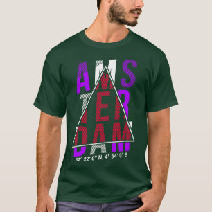 Amsterdam City Typography Holland Nederländerna T Shirt