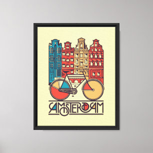 Amsterdam Cityscape Illustration Canvastryck