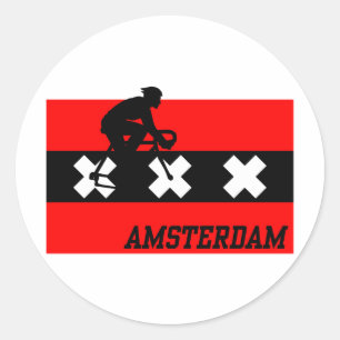 Amsterdam Cycling Male Runt Klistermärke