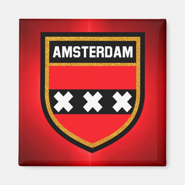 Amsterdam Flagga Magnet (Framsidan)