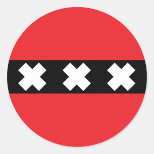 Amsterdam Flagga Runt Klistermärke