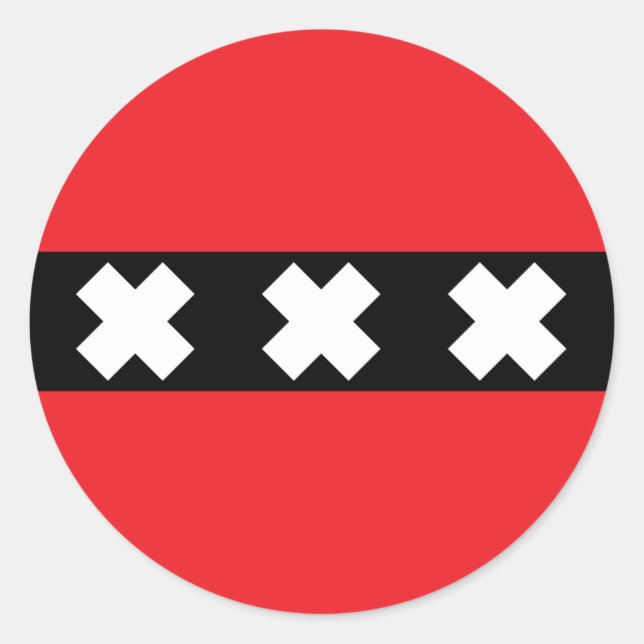 Amsterdam Flagga Runt Klistermärke (Framsida)