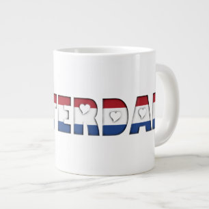 Amsterdam Flagga Typography Mönster Heartors Jumbo Mugg