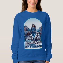 Amsterdam-flicka med cykel på bro t shirt