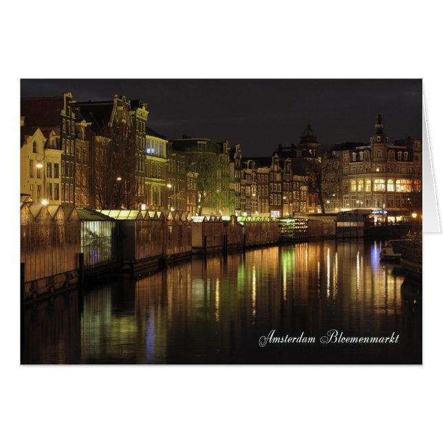 Amsterdam Flower Market on Natt OBS Kort (Framsidan Horizontal)