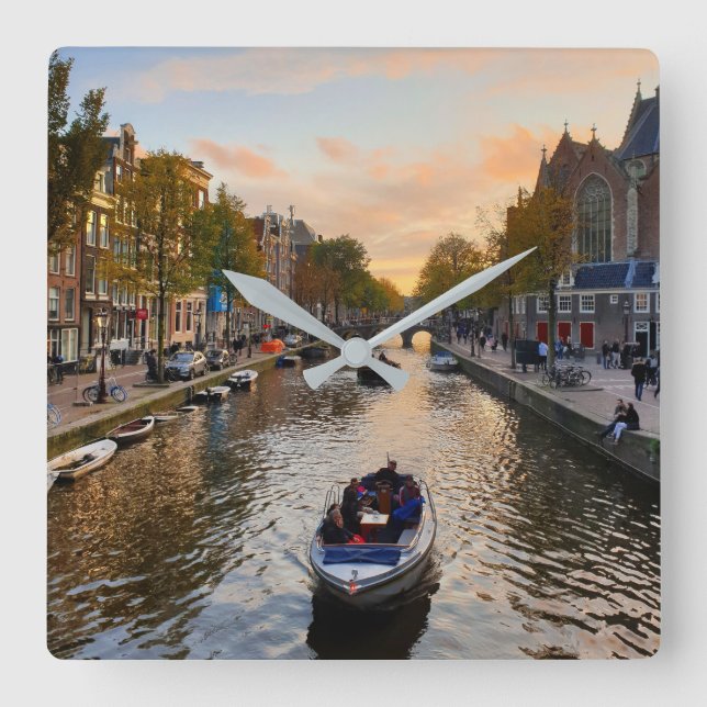 Amsterdam Fyrkantig Klocka (Framsida)