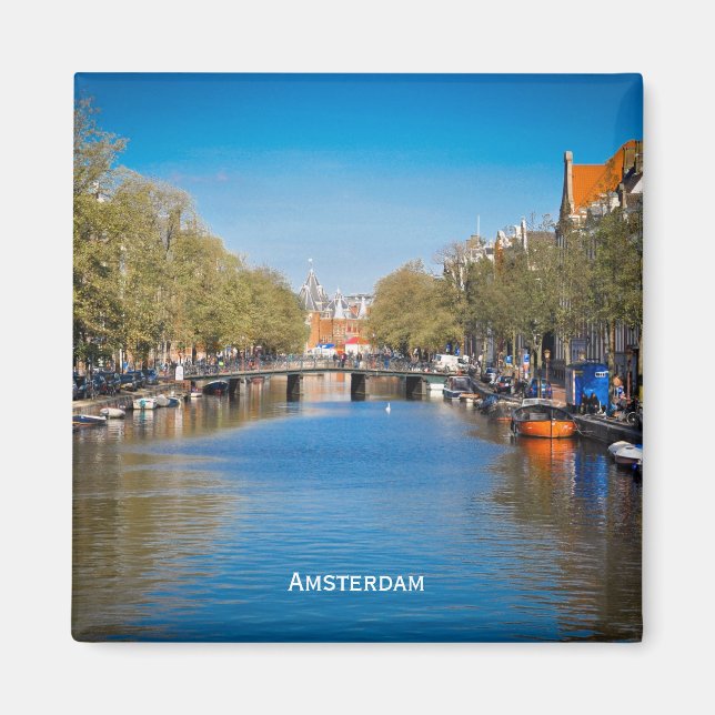 Amsterdam Fyrkantig Magnet (Framsidan)