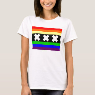 Amsterdam gay prideflagga tee shirt