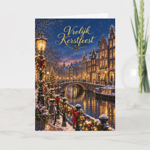Amsterdam Grachten Glad Jul Helgkort