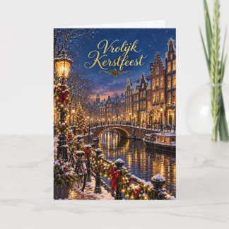 Amsterdam Grachten Glad Jul Helgkort