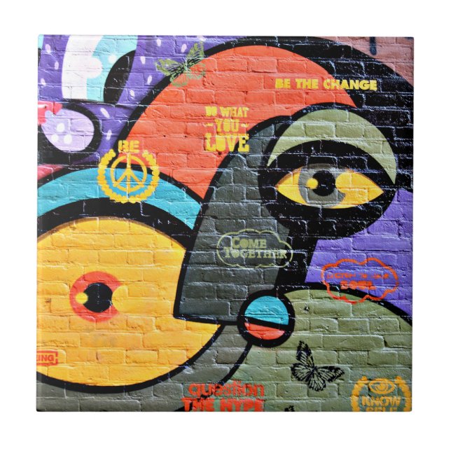 Amsterdam Graffiti, färgstark och coola. Kakelplatta (Framsidan)