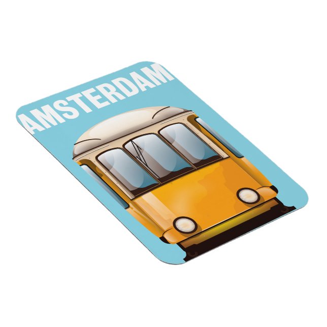 Amsterdam gul tram resa affisch magnet (Högersidan)