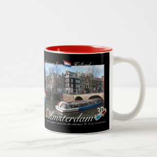 Amsterdam Holland 3D Anaglyphmugg Två-Tonad Mugg