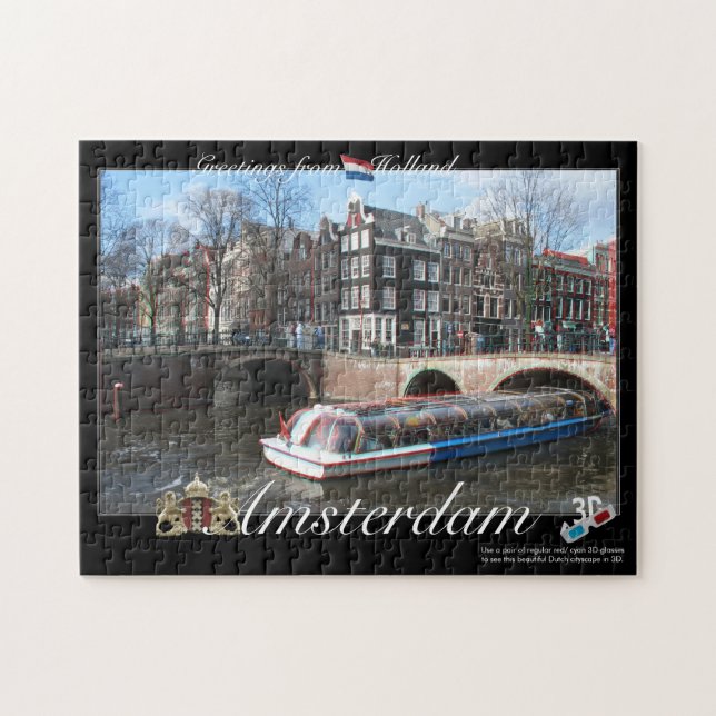 Amsterdam Holland 3D Anaglyphpussel Pussel (Horisontell)