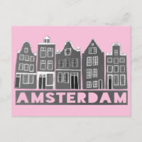 Amsterdam Holland Canal Houses Travel Black WH