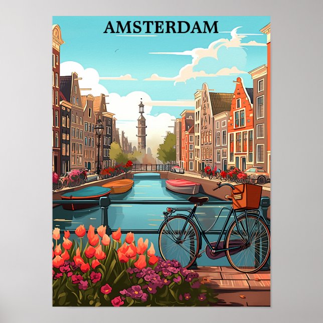 Amsterdam Holland Canal View Poster (Framsidan)