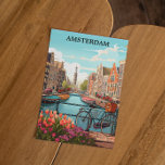 Amsterdam Holland Canal View Vykort<br><div class="desc">Detta är ett färglöst Amsterdamvykort som visar den unika arkitekturen och berömden i den nederländska huvudstaden Amsterdam,  Nederländerna. Gör en underbar nederländsk souvenir och resepresentant för varje turist- och besökare på den europeiska resmålet. Gör ditt eget och köp nu.</div>