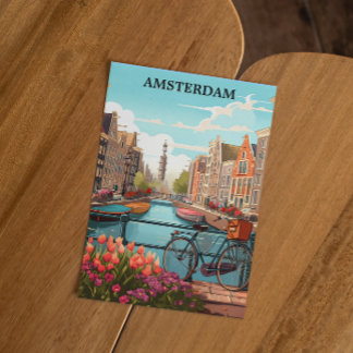 Amsterdam Holland Canal View Vykort