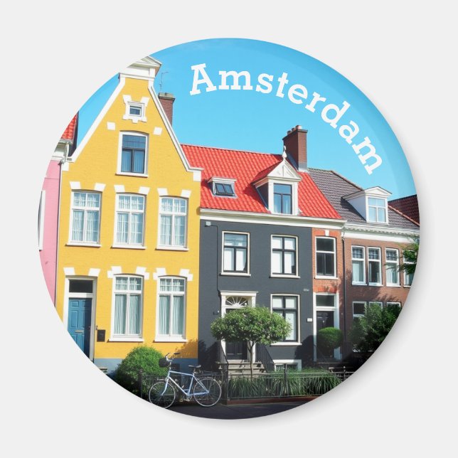 Amsterdam Holland Houses souvenir  Magnet (Framsidan)