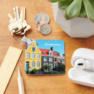 Amsterdam Holland Houses Travel souvenir Nyckelring