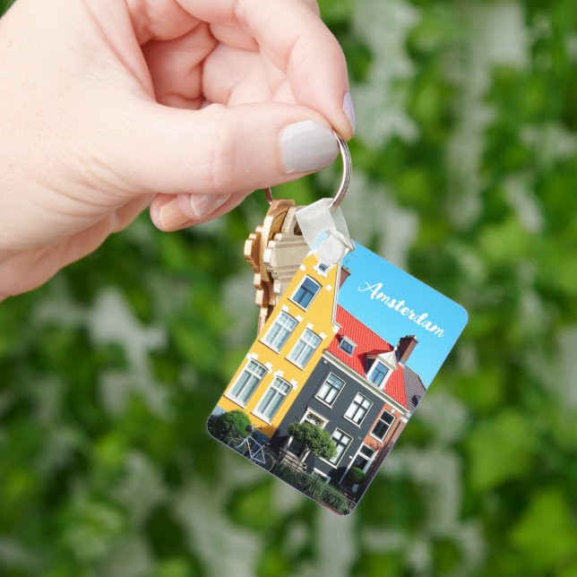 Amsterdam Holland Hus Resa souvenir Nyckelring (Hand)