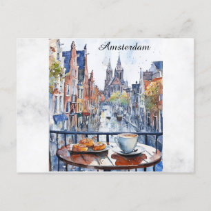 Amsterdam Holland Netherlands Canal Dutch Travel Vykort