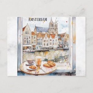 Amsterdam Holland Netherlands Canal Dutch Travel Vykort
