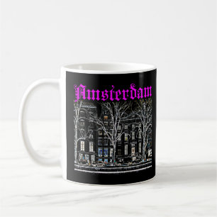 Amsterdam Holland Netherlands Travel Cars Träd Bl Kaffemugg
