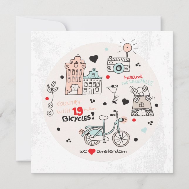 Amsterdam Holland rese brevkort (Framsida)