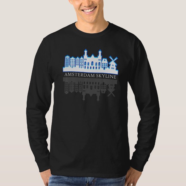 Amsterdam Holland Skyline T Shirt (Framsida)