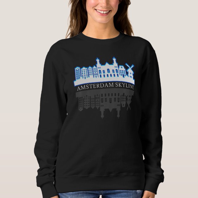 Amsterdam Holland Skyline T Shirt (Framsida)