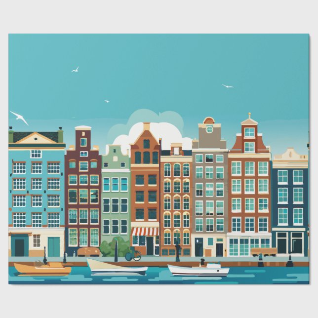 Amsterdam Holland-tema Nederländsk Arkitektur Presentpapper (Seam)