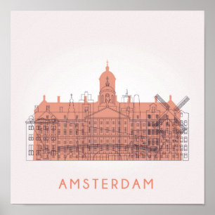 Amsterdam horisont för Nederländerna av Poster