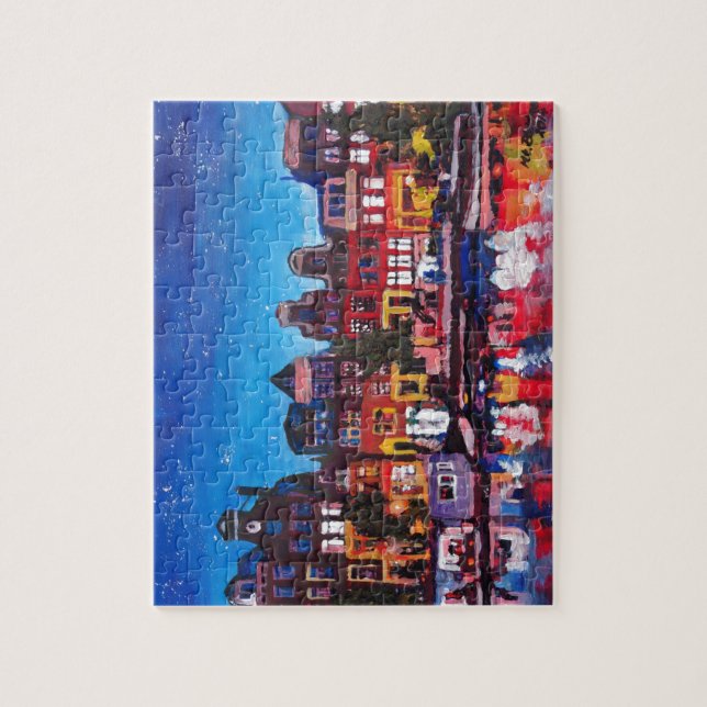 Amsterdam horisont med kanalen på natten pussel (Vertikal)