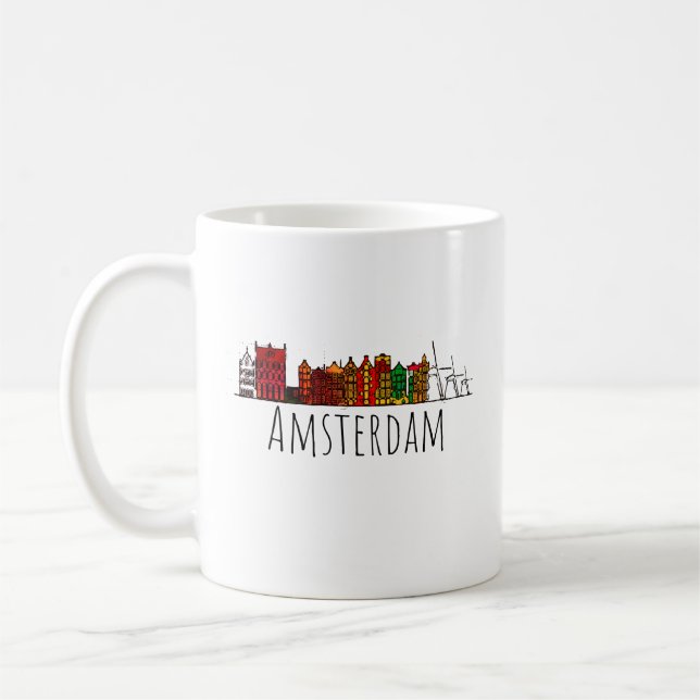 Amsterdam horisontHolland kärlek reser Kaffemugg (Vänster)
