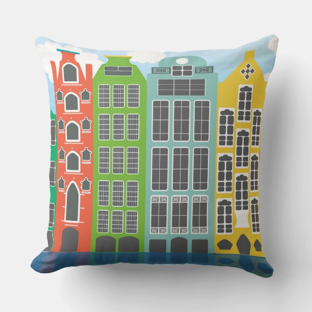 Amsterdam Hus I Färg Kastkudde 20" x 20" Kudde (Framsida)