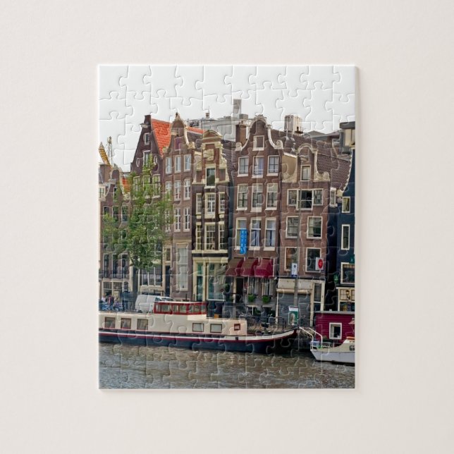 Amsterdam hus på kanalen pussel (Vertikal)