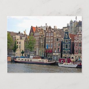 Amsterdam, hus vid kanalen vykort