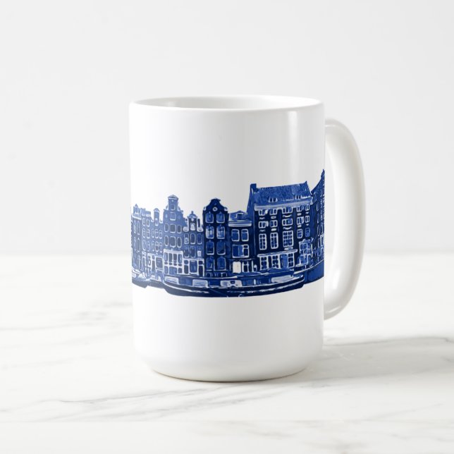 Amsterdam i blå Delsoftware stil Kaffemugg (Framsida höger)