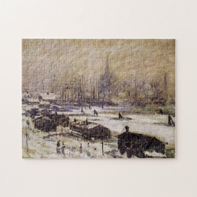 Amsterdam i Snö Monet Fine Art Pussel (Horisontell)