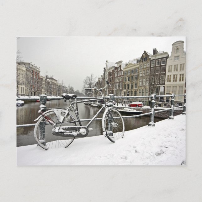 Amsterdam i vinter i Nederländerna Vykort (Framsida)