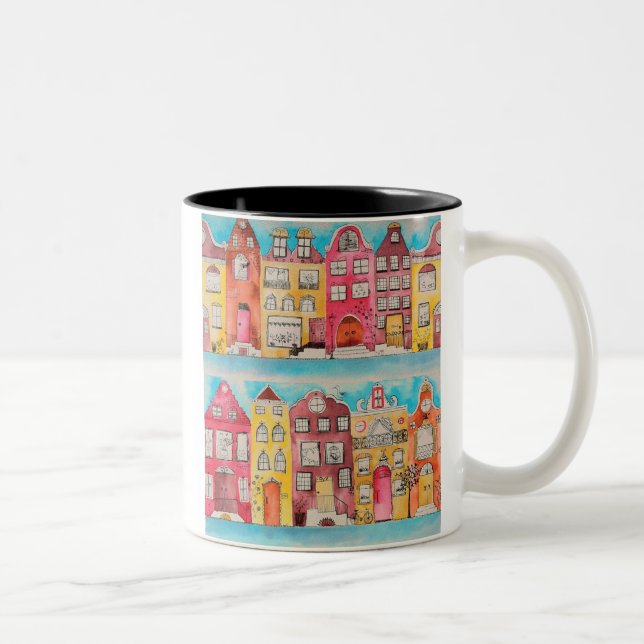 Amsterdam in love mug Två-Tonad mugg (Höger)