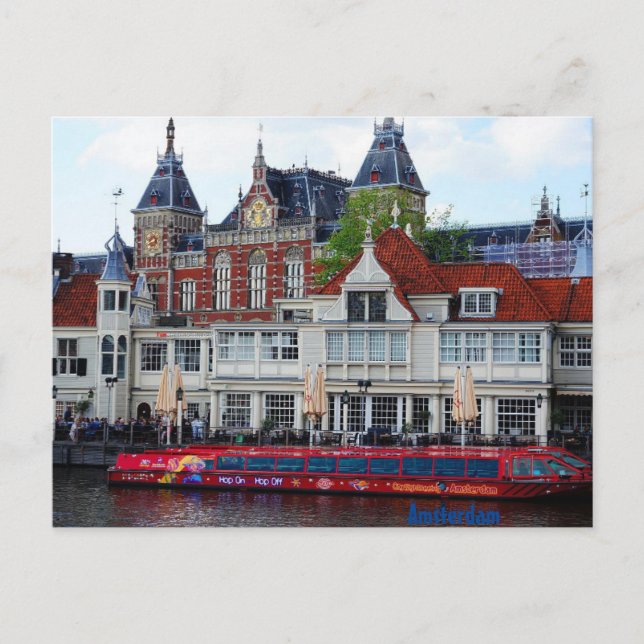 Amsterdam Järnvägen Station Vykort (Framsida)