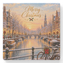 Amsterdam jul vinter kanal fyrkantig underlägg