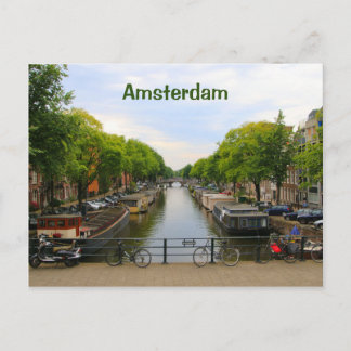 Amsterdam: Kanal, broar, cyklar, båtar, Nederlände Vykort