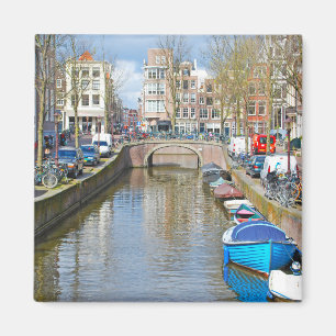 Amsterdam kanal med fartyg magnet