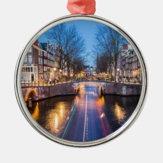 Amsterdam kanaler på natten julgransprydnad metall