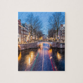 Amsterdam kanaler på natten pussel