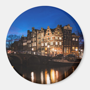 Amsterdam kanalhus på natten magnet