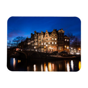 Amsterdam kanalhus på natten magnet